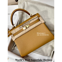 Hermes Kelly Super Fake Bag 1:1 Handmade 25CM| Lushentic Grade Counter Quality Same Like Real | Genuine Togo Leather